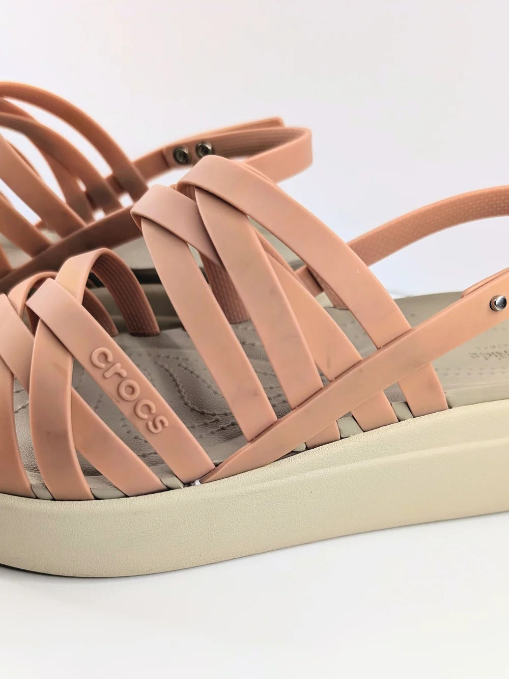 Crocs Literide Brooklyn Strappy Low Wedge Sandal Pale Blush Womens Size 10 - Picture 7 of 8